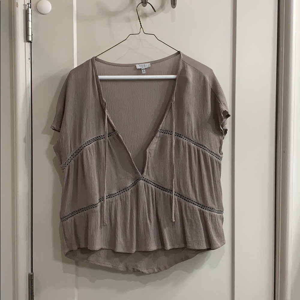 Tobi Deep V Peasant Top